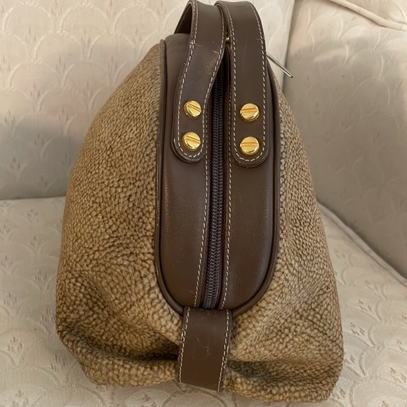 Borbonese Redwall Suede Textured Brown Dual Handle Satchel Bag EUC - Picture 6 of 16